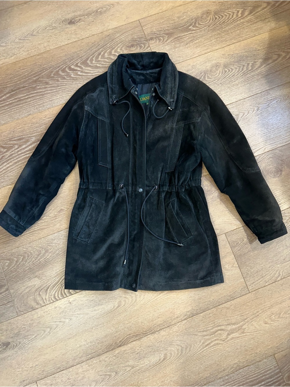 Danier Dark Brown Suede Drawstring Waist Trench Coat